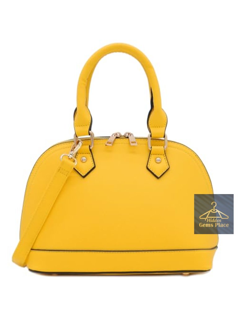 Faux Saffiano Leather Zip-Around Dome Satchel